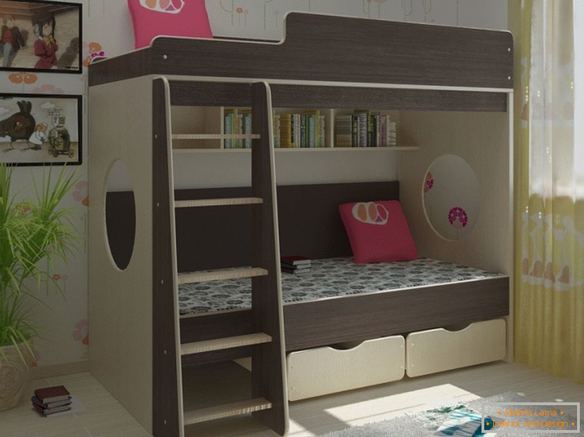 Interior design with a bunk bed