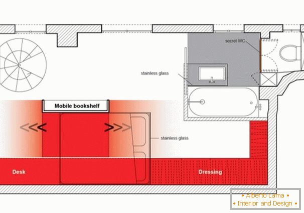 The layout of a folding bedroom
