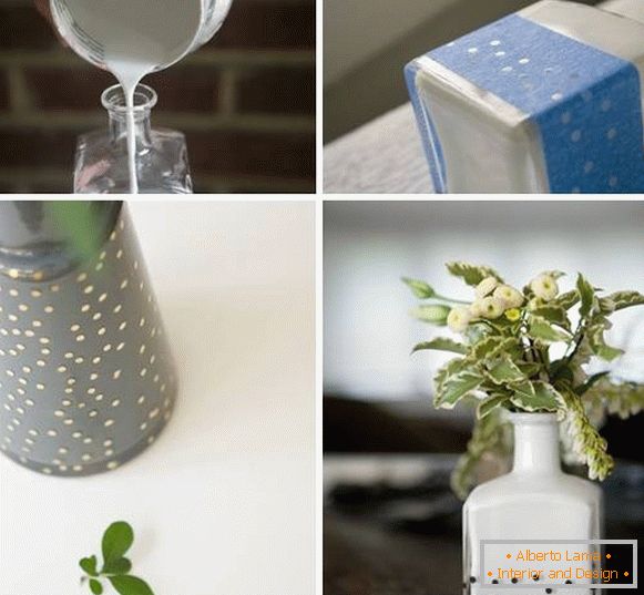 How to decorate a vase from a glass bottle with your own hands - photo