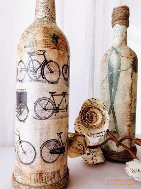 Decoupage vases from glass bottles with their own hands