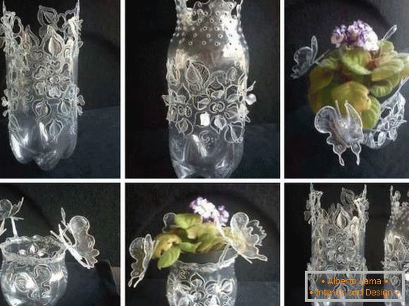 Decorative vase from a plastic bottle with your own hands