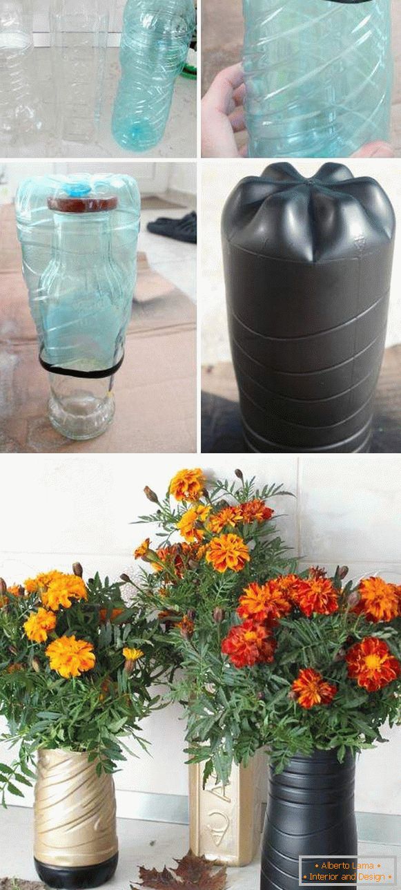 Floor Vase with his own hands made of plastic bottles с покраской