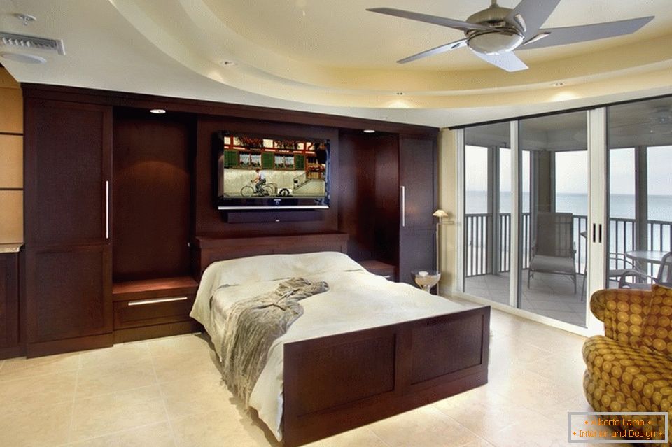 Murphy bed in a spacious room
