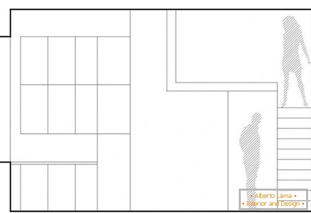 The layout of a two-storey studio apartment in Poland