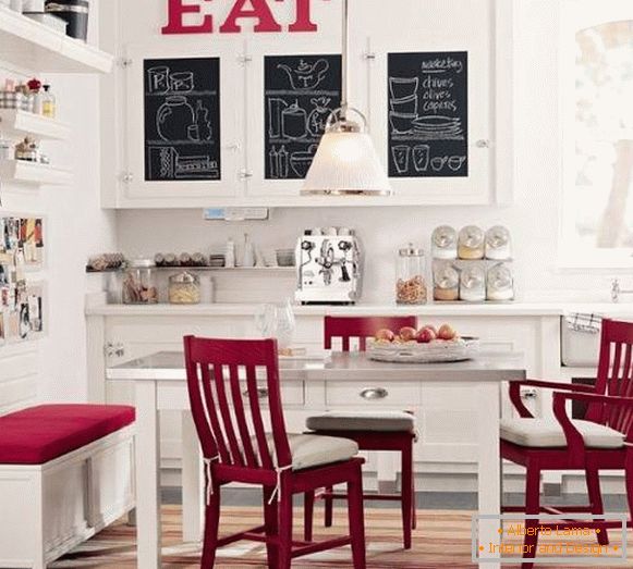 Kitchen decoration with letters on the wall
