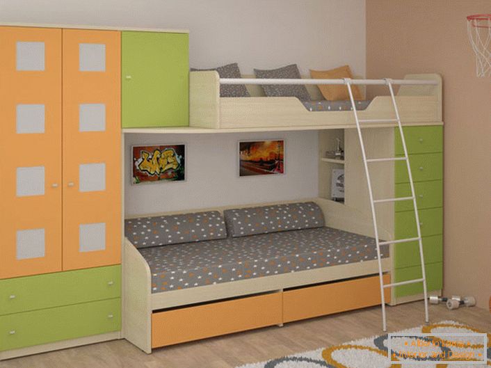 Modular furniture with built-in bed