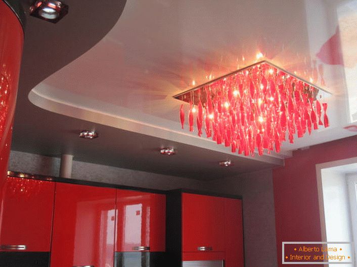 An example of properly selected lighting for stretch ceilings.
