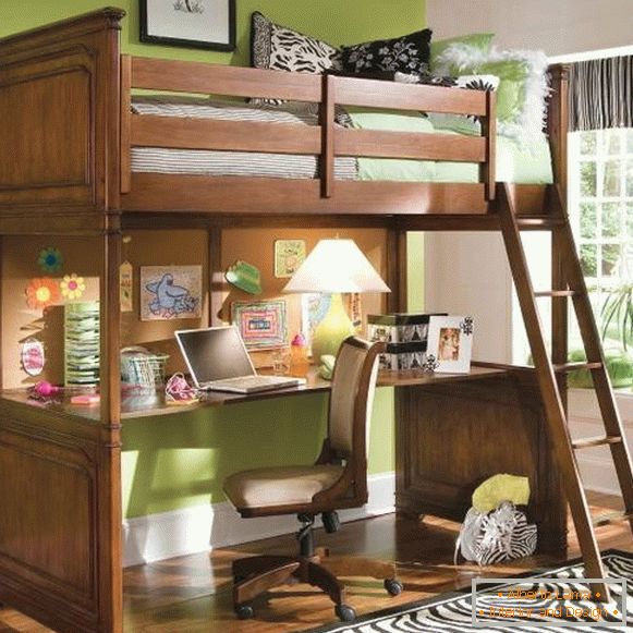 Baby beds - loft bed photo with working area