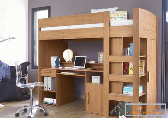 Stylish loft bed with work area