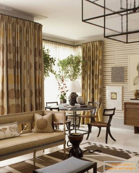 Unusual curtains design for the living room