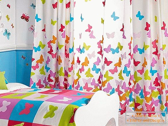 Children's curtains with butterflies