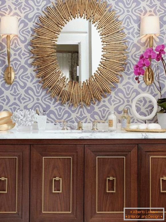 Beautiful mirror in the bathroom photo