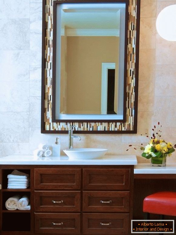 Modern mirror in the bathroom frame