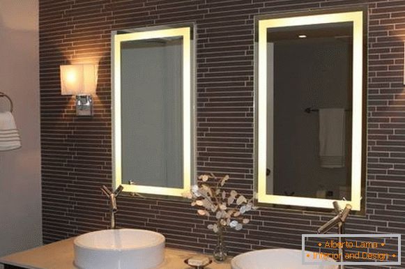 Rectangular mirrors with backlight for bathroom