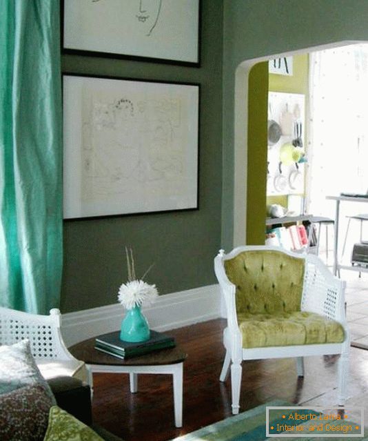 Living Room Design in Green Tones