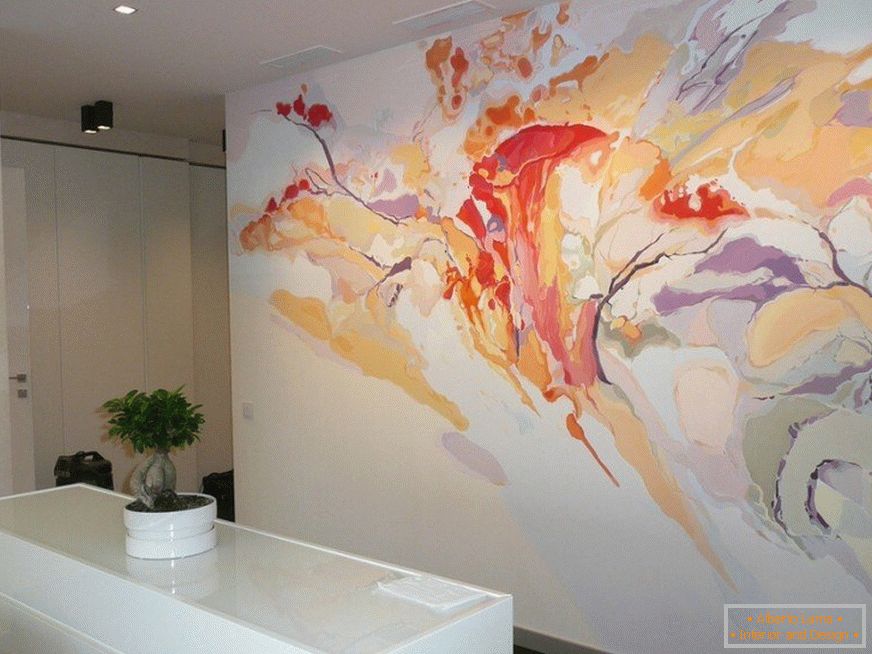 Painting with acrylic paints стен в интерьере