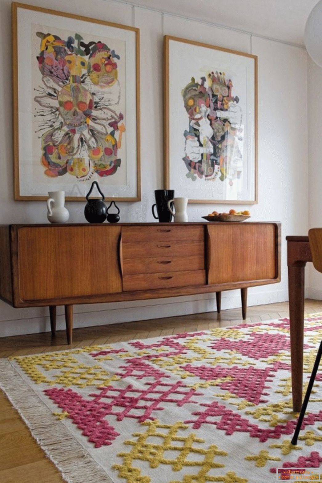 Chest of drawers near the wall