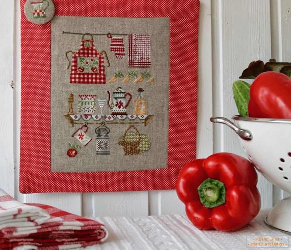 Embroidery in the design of the kitchen