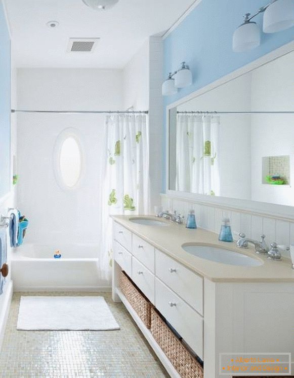 Small bathroom in blue color