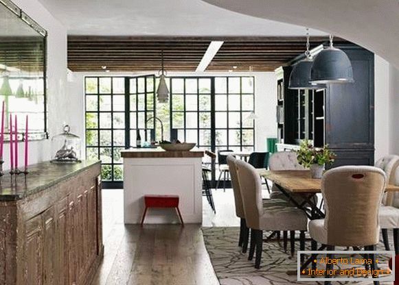 Kitchen and dining room design in a modern private house