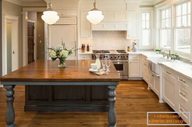 Modern design of the country house kitchen - interior photo