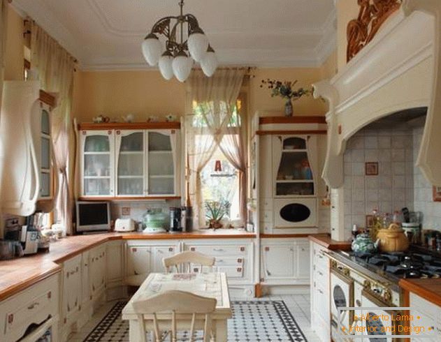 Luxurious kitchen in the interior of a country house