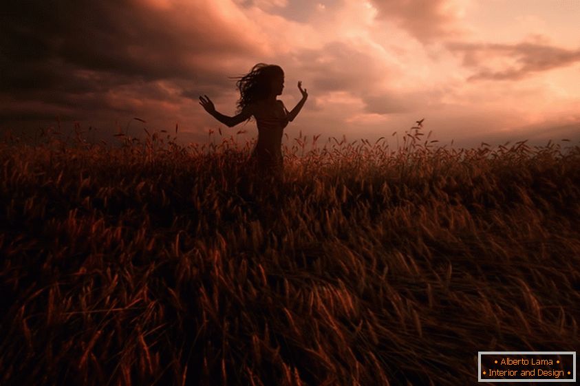 Girl on the wheat field