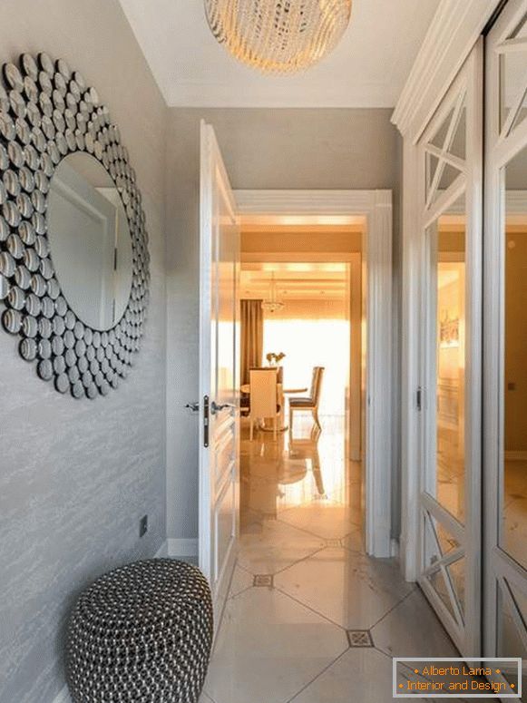 Built-in wardrobes in white coupe in corridor and hallway design