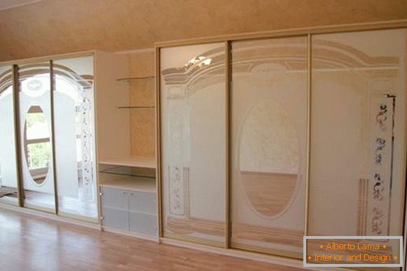 Large built-in wardrobe compartment in the living room with TV