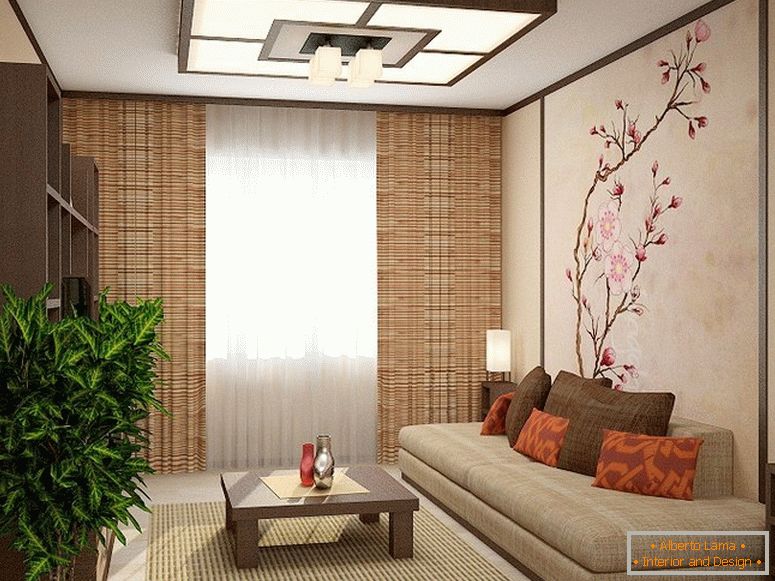 Interior of living room в японском стиле