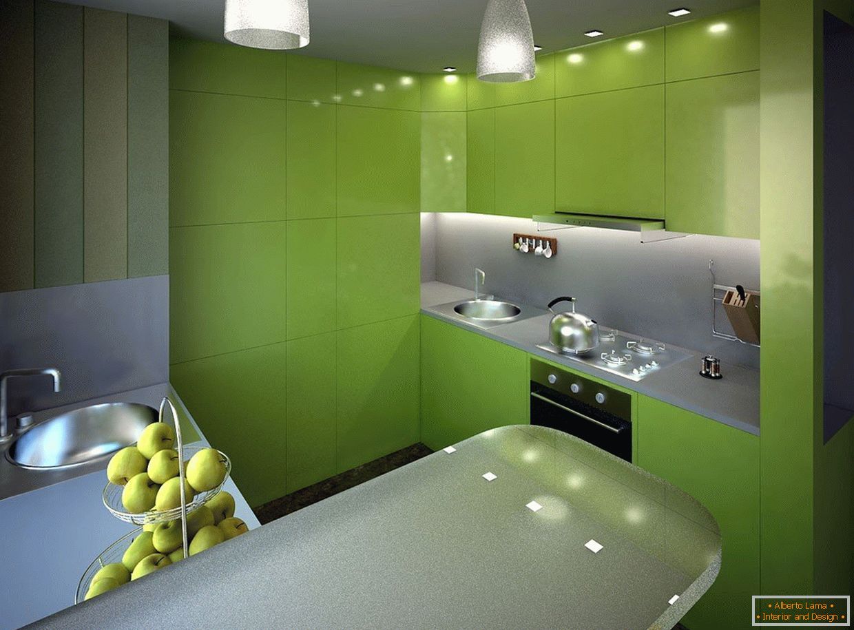 Kitchen with facades merging into one sheet