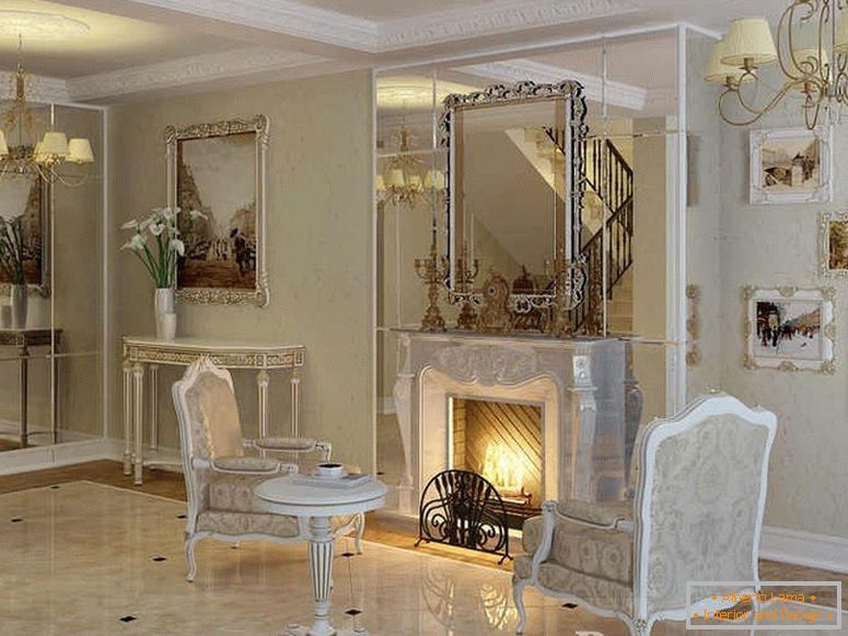 Luxurious interior with a fireplace