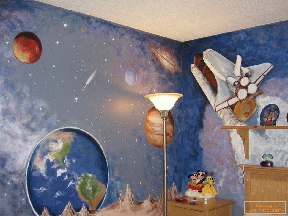 The view of space on the walls of the nursery