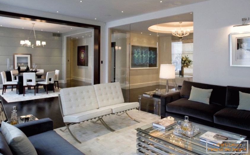 Modern design of a luxurious living room