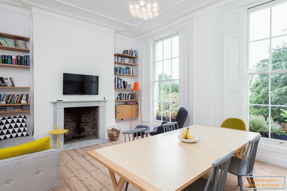 Increase of space in the dining room combined with the living room