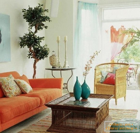 Bright combination of colors in the interior
