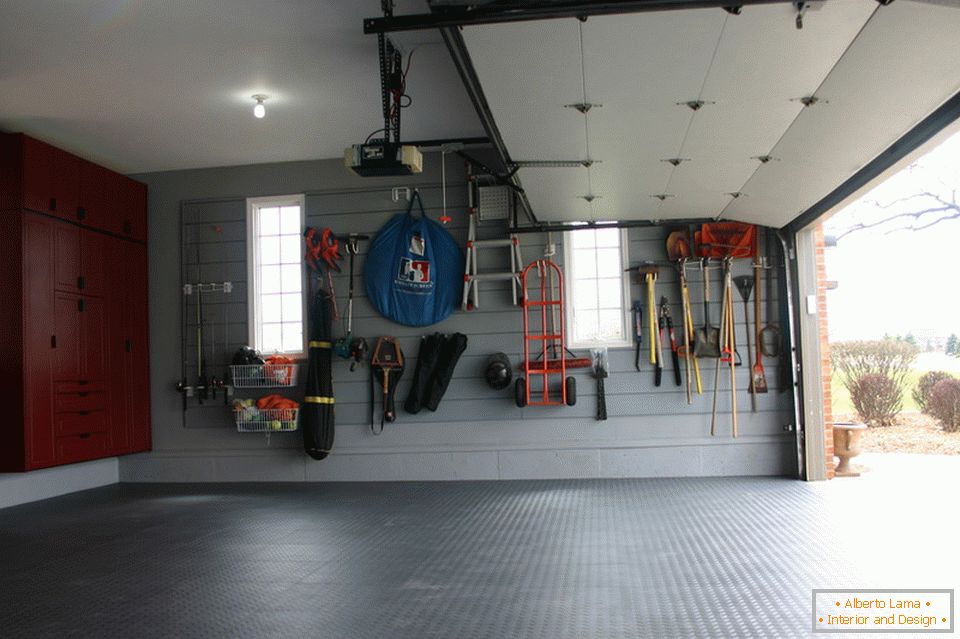 Storage systems on the wall in the garage