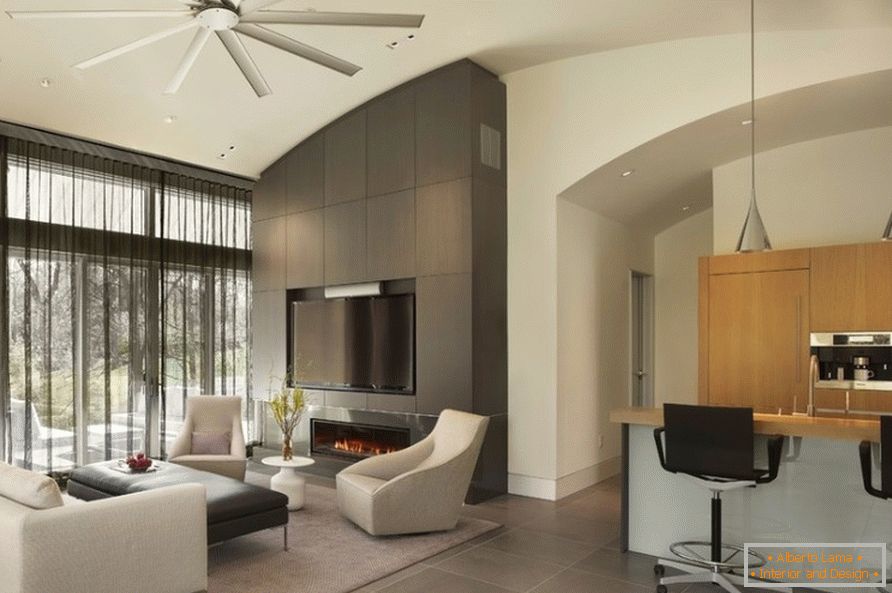 Ceiling fan in the interior of the living room