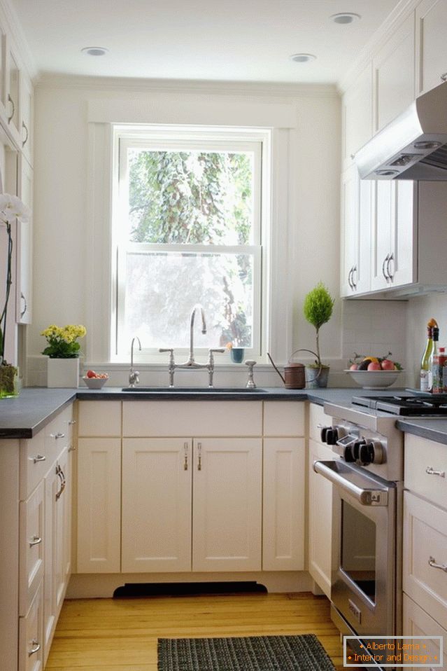 Kitchen interior in white color