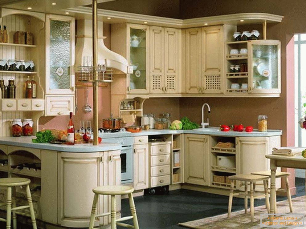 Interior of a beautiful compact kitchen