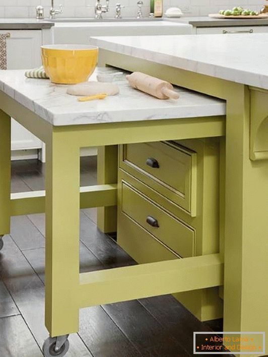 Hidden table in the kitchen island