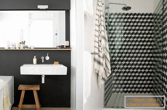 Bathroom with geometric tiles