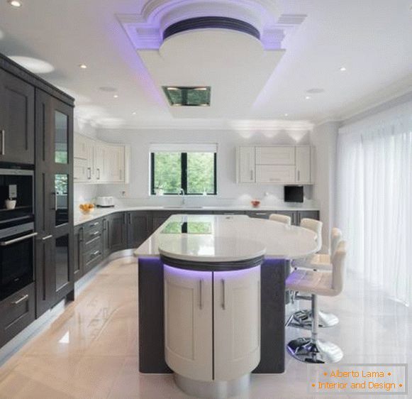 The ceiling-with-lighting-in-the-kitchen