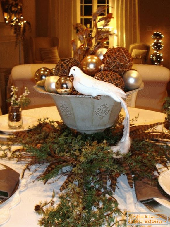 Table decoration with natural materials