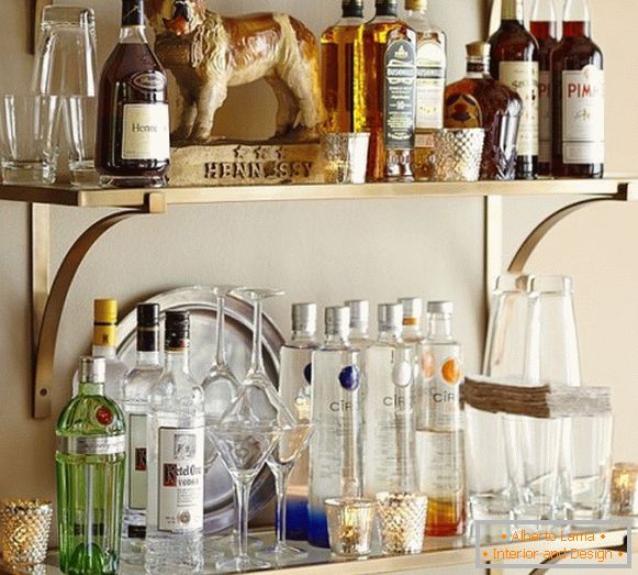 Bar on the shelves in the house