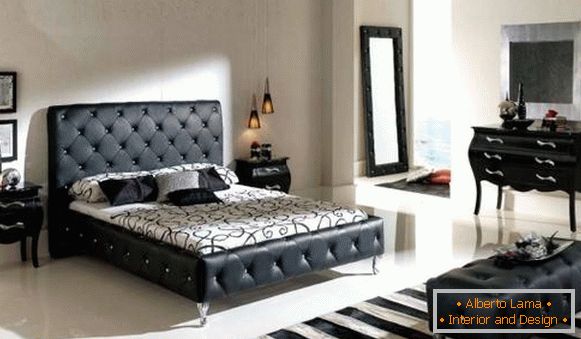 Bedroom design with black furniture