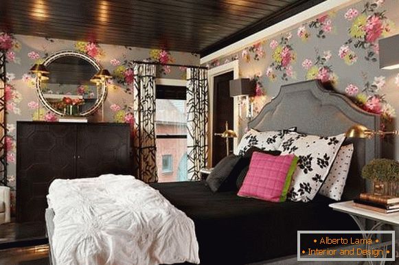 Romantic bedroom design with black elements