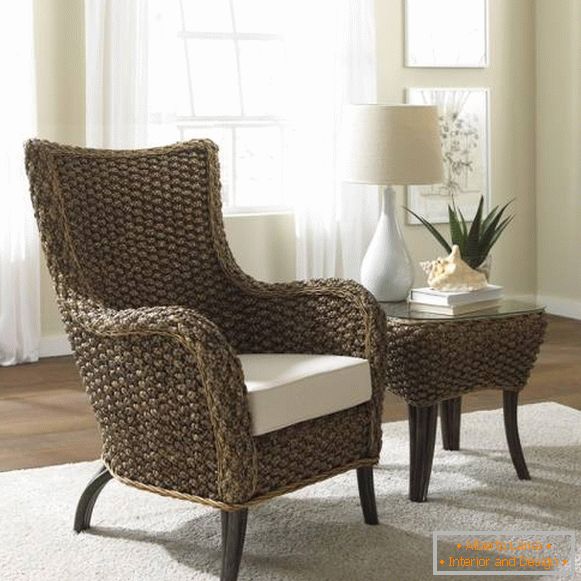 Stylish wicker chair and table
