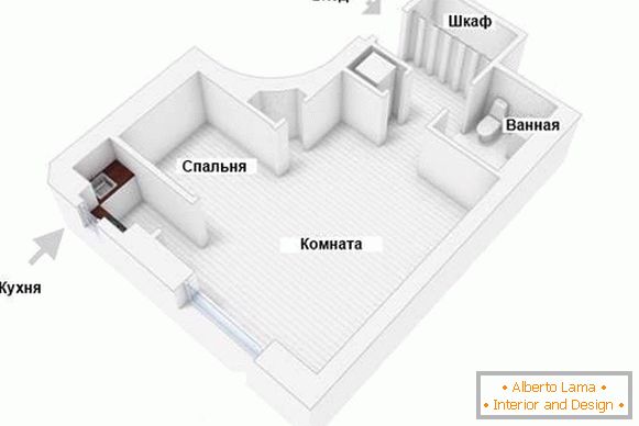 Apartment plan with alcove