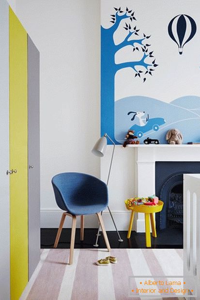 Striped interior of the children's room